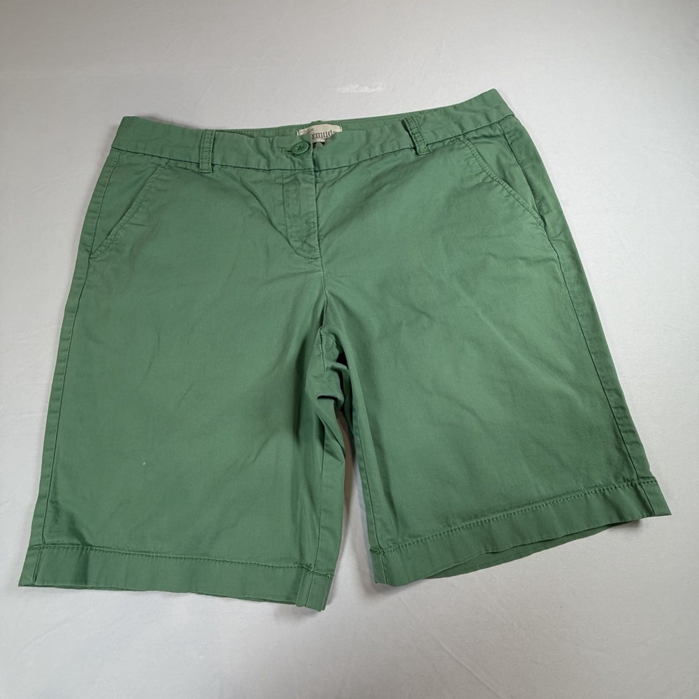 J. Crew Women's Classic Chino Cotton Blend Bermuda Shorts Green Size 8